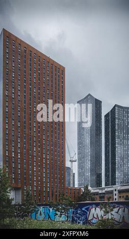 Alti edifici a Manchester, Regno Unito Foto Stock