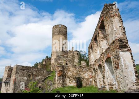 Resti della grande sala e del castello di Kollmitz, Waldviertel Foto Stock