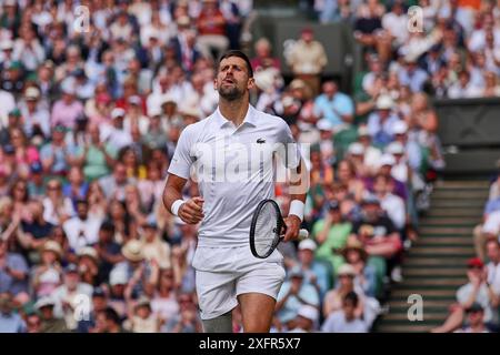 Londra, Londra, Gran Bretagna. 4 luglio 2024. Novak Djokovic (SRB) durante i Campionati di Wimbledon (Credit Image: © Mathias Schulz/ZUMA Press Wire) SOLO PER USO EDITORIALE! Non per USO commerciale! Foto Stock