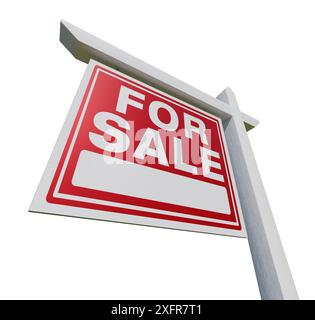 Rivolta verso sinistra per la vendita immobiliare di segno isolato su uno sfondo bianco. Foto Stock