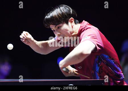 Bangkok, Thailandia. 4 luglio 2024. Yukiya Uda (JPN) Ping-pong: WTT Star Contender Bangkok 2024 Men's Singles 1st round Match allo Huamark Indoor Stadium di Bangkok, Thailandia. Crediti: Itaru Chiba/AFLO/Alamy Live News Foto Stock