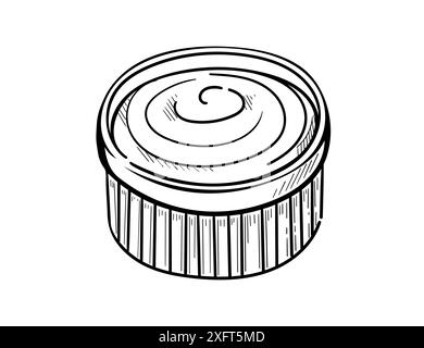 Disegno a mano della salsa nell'illustrazione vettoriale della ciotola isolata su sfondo bianco. Illustrazione Vettoriale