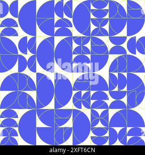 Motivo senza cuciture semicircolare blu Illustrazione Vettoriale