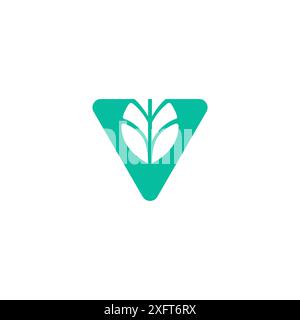 Lettera V foglia vettore logo. Icona Leaf V crescita Illustrazione Vettoriale
