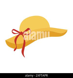 Cappelli da cartone animato. Copricapo donna e maschio, derby e cowboy, cappello di paglia, cappello, panama e cilindro. Illustrazione vettoriale cappelli vintage donna estate Illustrazione Vettoriale