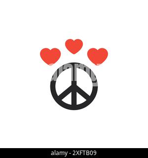 icona della pace e dell'amore sul bianco Illustrazione Vettoriale