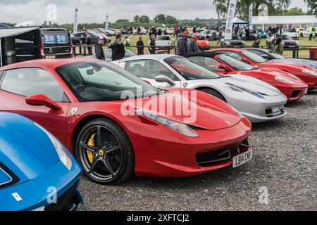 Tarporley, Cheshire, Inghilterra, 29 giugno 2024. Una Ferrari 458 rossa è esposta ad un incontro auto. Foto Stock