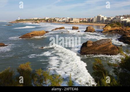 Costa Basca, Biarritz, Aquitaine, Paese Basco, Pirenei Atlantiques, 64, Francia Foto Stock