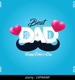 Disegno del biglietto di auguri per la festa del papà su sfondo blu. Illustrazione Vector Celebration per papà Illustrazione Vettoriale