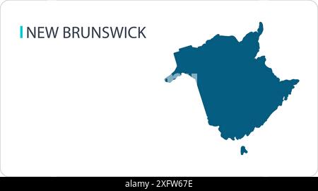 MAP of NEW BRUNSWICK, Nord America, mappa isolata, che mostra i suoi stati e le sue città, con nome, Mappa Mondiale, vettore, EPS, governo, politica Illustrazione Vettoriale