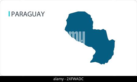 MAP of PARAGUAY, Sudamerica, regione del Sud America, con i suoi stati e città, con nome, World MAP, Illustrazione Vettoriale