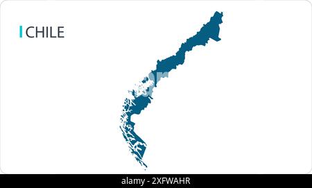 MAP of CHILE, Sudamerica MAP, regione del Sud America, indicante i suoi stati e le sue città, con nome, World MAP, Illustrazione Vettoriale