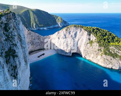 Spiaggia di relitti sull'isola di Zante in Grecia Foto Stock