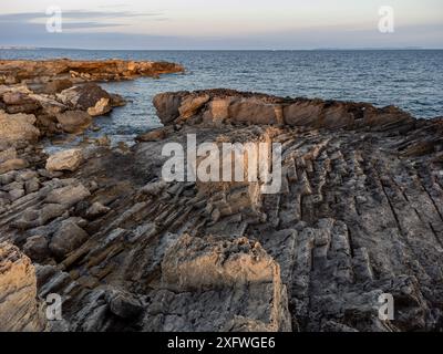 Cava di arenaria tradizionale, S Estalella, Llucmajor, Mallorca, Isole Baleari, Spagna. Foto Stock