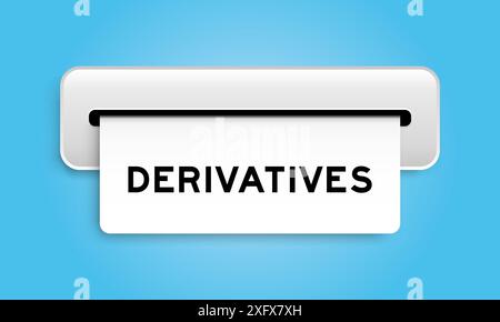 Banner coupon bianco con derivati della parola della macchina su sfondo blu Illustrazione Vettoriale