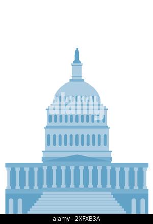 Icona del Campidoglio degli Stati Uniti a Washington DC. Illustrazione vettoriale in stile piatto Illustrazione Vettoriale