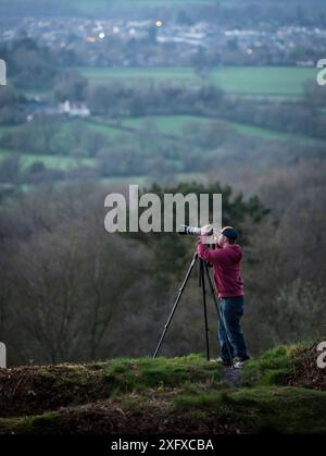 Il fotografo Oliver Hellowell fotografa Blackdown Hills, Somerset, Inghilterra, Regno Unito. Aprile 2017 Foto Stock