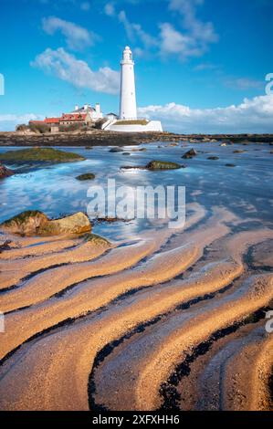 Faro St Mary&#39;S, Whitley Bay, Tyne and Wear, Inghilterra, Regno Unito, febbraio 2006. Foto Stock