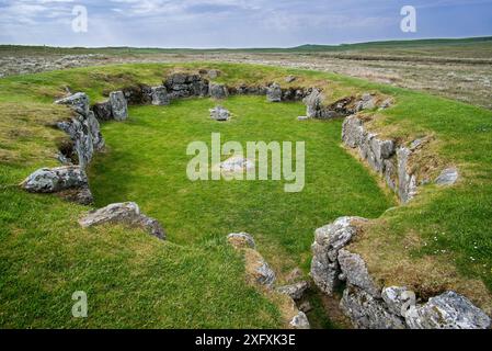 Stanydale Temple, sito neolitico sulla terraferma delle Isole Shetland, Scozia, Regno Unito, maggio 2018 Foto Stock