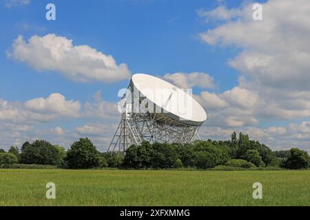 Lovell radio telescopio al Jodrell Bank Observatory, Cheshire, Inghilterra, Regno Unito Foto Stock