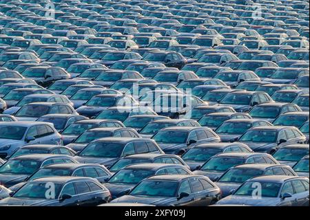 Un gran numero di vetture al punto di assemblaggio, Brand Audi, Germania, Europa Foto Stock