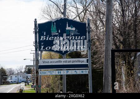 Benvenuto al cartello Lotbinière sulla QC 132 a Quebec, Canada Foto Stock