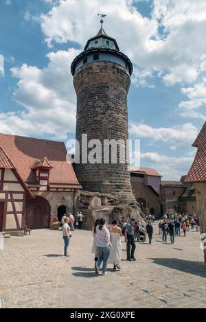 Torre Sinwell intorno al 1250, Castello Imperiale, Norimberga, Franconia media, Baviera, Germania Foto Stock