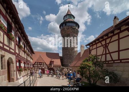 Torre Sinwell intorno al 1250, Castello Imperiale, Norimberga, Franconia media, Baviera, Germania Foto Stock