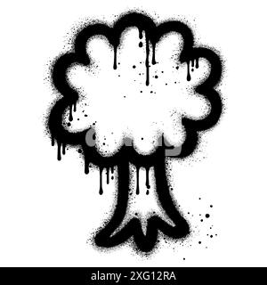Albero di graffiti verniciato a spruzzo isolato su sfondo bianco. Illustrazione Vettoriale