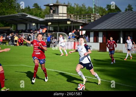 Il Vittsjö GIK gioca contro il Rosengård a Damallsvenskan, 5 luglio 2024 Foto Stock