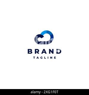 Design del logo con icona cloud semplice. Icona fumetto semplice con effetto movimento colore sfumato. Illustrazione Vettoriale