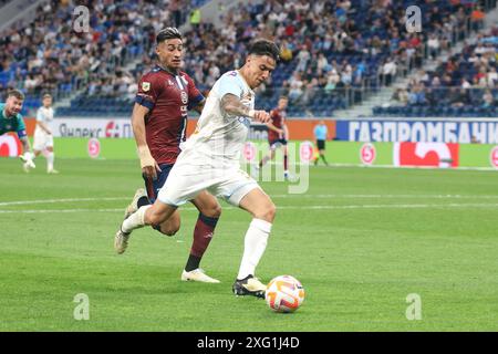 San Pietroburgo, Russia. 5 luglio 2024. Gustavo Mantuan di Zenit visto in azione durante la Winline Summer Cup partita di calcio tra Zenit San Pietroburgo e Club Atletico Talleres alla Gazprom Arena. Punteggio finale: Zenit 1:0 Club Atletico Talleres. Credito: SOPA Images Limited/Alamy Live News Foto Stock