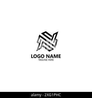 Lettera iniziale del vettore del logo della linea NZ Illustrazione Vettoriale