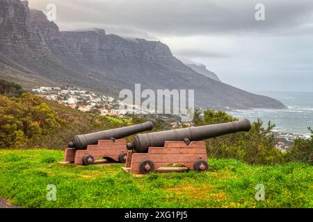 Cannoni di Hout Bay, Muizenberg, città del Capo, Sud Africa, colonizzazione della storia antica Foto Stock