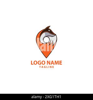 design vettoriale del logo pin fox Illustrazione Vettoriale