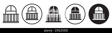 Raccolta di set di icone di balcone per la raccolta di set di vettori Web per l'interfaccia utente dell'app Illustrazione Vettoriale