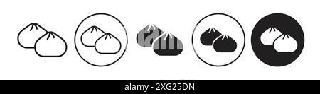 Raccolta di set vettoriali di icone dumpling per la raccolta di set vettoriali Web per l'interfaccia utente dell'app Illustrazione Vettoriale