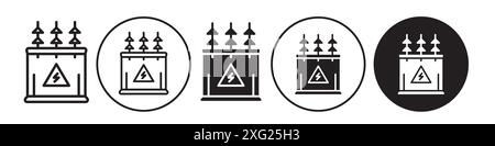 Collezione di set di icone vettoriali Electric Transformer per la raccolta di set di vettori Web per l'interfaccia utente dell'app Illustrazione Vettoriale