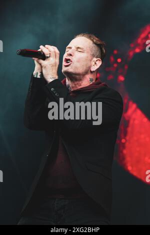 DANIMARCA COPENAGHEN, COPENHELL FESTIVAL 19 GIUGNO: Il cantante, compositore e produttore americano Corey Taylor (Slipknot, Stone Sour, Kings of Chaos) si esibisce dal vivo sul palco del Copenhell Festival 2024 Foto Stock
