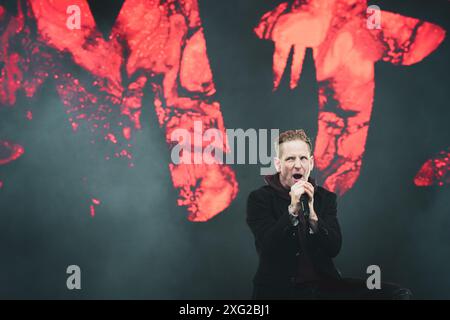 DANIMARCA COPENAGHEN, COPENHELL FESTIVAL 19 GIUGNO: Il cantante, compositore e produttore americano Corey Taylor (Slipknot, Stone Sour, Kings of Chaos) si esibisce dal vivo sul palco del Copenhell Festival 2024 Foto Stock