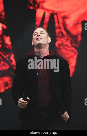 DANIMARCA COPENAGHEN, COPENHELL FESTIVAL 19 GIUGNO: Il cantante, compositore e produttore americano Corey Taylor (Slipknot, Stone Sour, Kings of Chaos) si esibisce dal vivo sul palco del Copenhell Festival 2024 Foto Stock