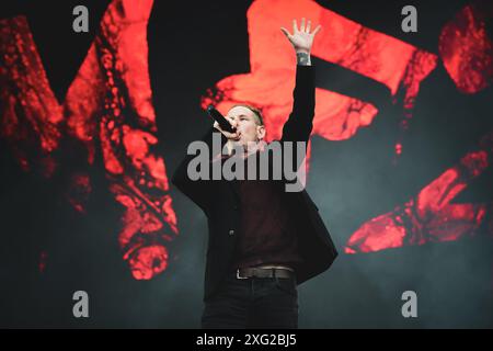 DANIMARCA COPENAGHEN, COPENHELL FESTIVAL 19 GIUGNO: Il cantante, compositore e produttore americano Corey Taylor (Slipknot, Stone Sour, Kings of Chaos) si esibisce dal vivo sul palco del Copenhell Festival 2024 Foto Stock