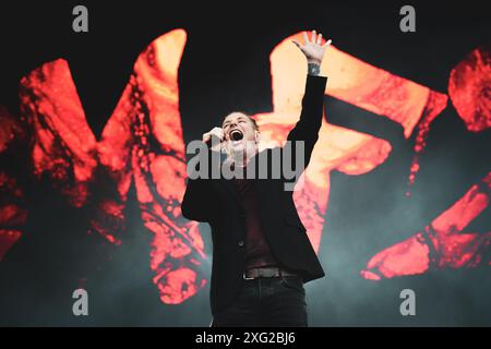 DANIMARCA COPENAGHEN, COPENHELL FESTIVAL 19 GIUGNO: Il cantante, compositore e produttore americano Corey Taylor (Slipknot, Stone Sour, Kings of Chaos) si esibisce dal vivo sul palco del Copenhell Festival 2024 Foto Stock