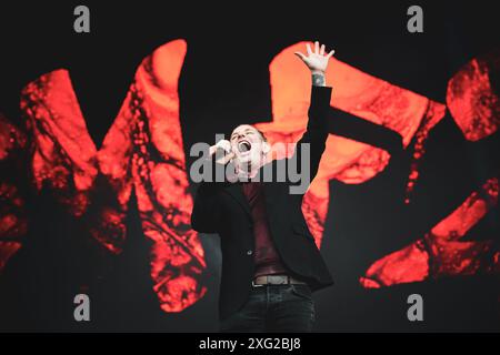 DANIMARCA COPENAGHEN, COPENHELL FESTIVAL 19 GIUGNO: Il cantante, compositore e produttore americano Corey Taylor (Slipknot, Stone Sour, Kings of Chaos) si esibisce dal vivo sul palco del Copenhell Festival 2024 Foto Stock