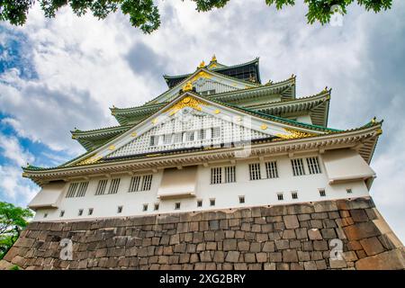 Castello di Osaka durante la stagione primaverile a Osaka, Giappone. Foto Stock