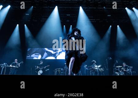 Roskilde, Danimarca. 5 luglio 2024. Il cantautore irlandese Róisín Murphy si esibisce al Roskilde Festival sabato 6 luglio 2024. (Foto: Helle Arensbak/Ritzau Scanpix) credito: Ritzau/Alamy Live News Foto Stock