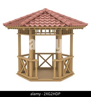 Gazebo in legno isolato Foto Stock