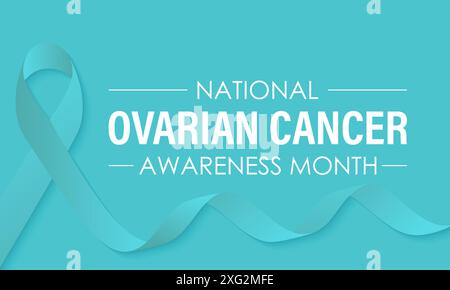 Mese nazionale di sensibilizzazione sul cancro ovarico. Biglietto d'auguri, poster, barra multifunzione, banner, modello vettoriale. Illustrazione Vettoriale