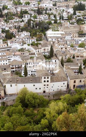 Quartiere Albaicín dall'Alhambra. Granada. Spagna Foto Stock