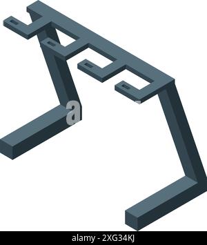 Barre trasversali del portapacchi per auto in posizione isometrica, perfette per concetti e illustrazioni di accessori per auto Illustrazione Vettoriale